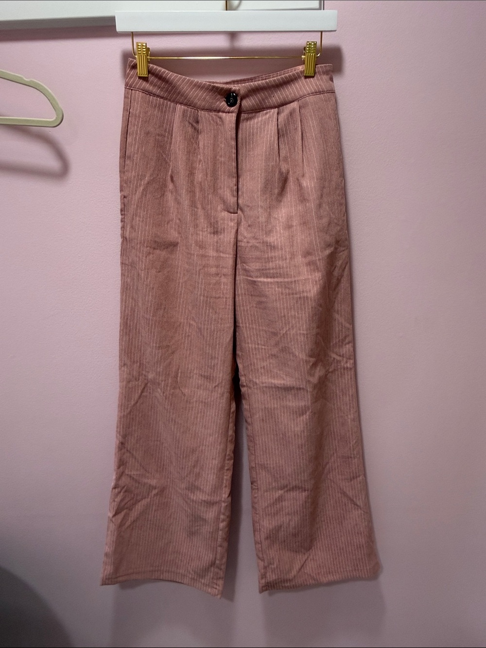 SHEIN Dusty Rose Wide Leg Corduroy Pants
